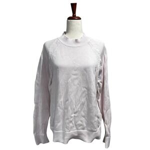 Quince Sweater Medium Women's Off White 100% Organic Cotton Mockneck Pullover